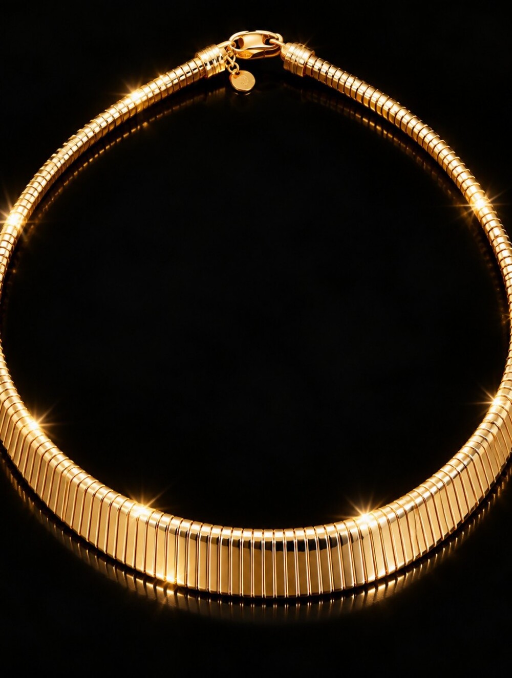 PARK LANE Vintage 80s Gold Tone Ribbed Omega Collar Necklace